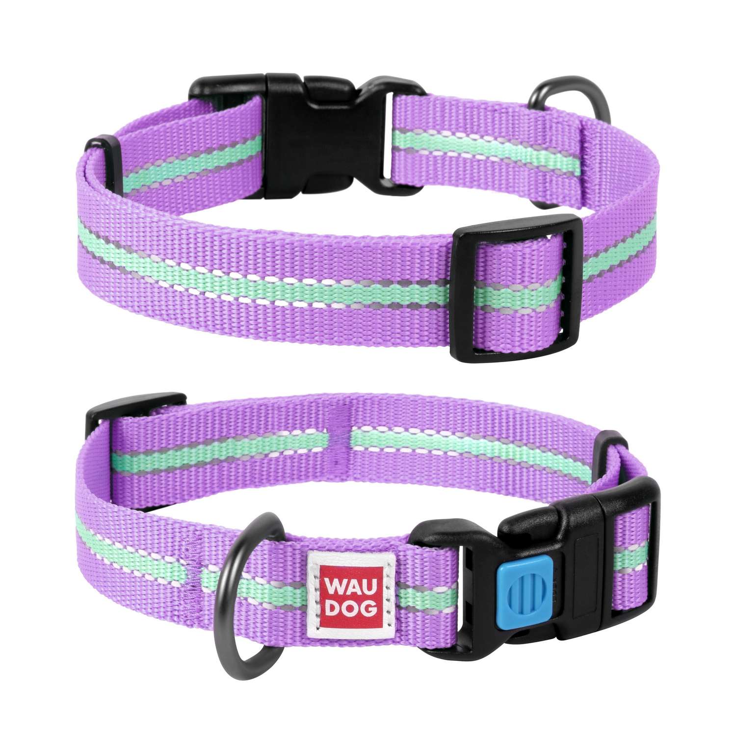 Ошейник для собак Waudog Nylon светящийся большой Фиолетовый - фото 1