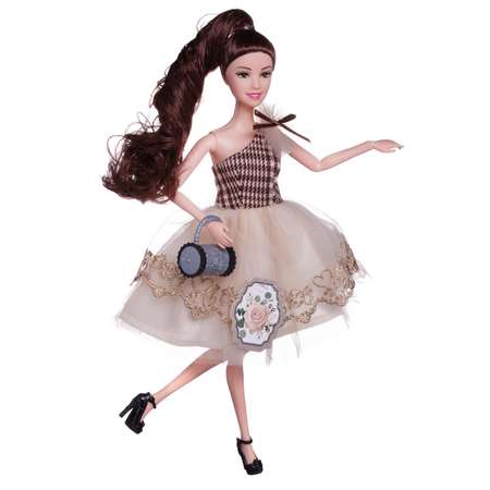 Кукла ABTOYS Современный шик платье с многослойной юбкой темные волосы 30см