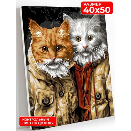 Картина по номерам Art on Canvas холст на подрамнике 40х50 см Коты модники