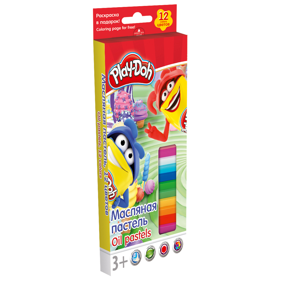 Маслянная пастель Kinderline 12цв Play Doh - фото 1