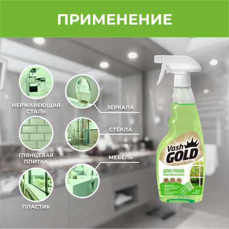 Средство для мытья стекол Vash Gold для мытья стекол пластика и зеркал Мята и лимон