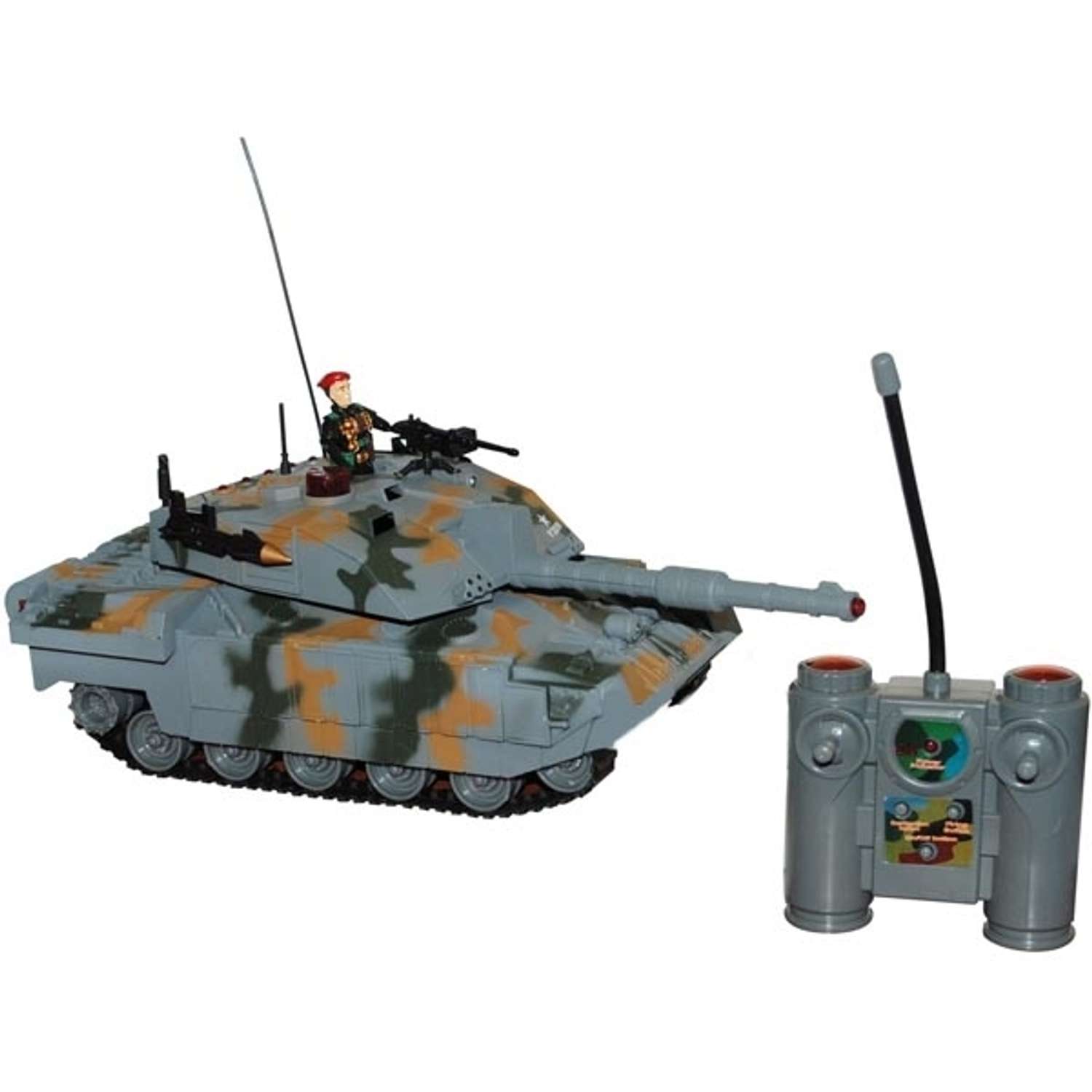 Танк р/у для танкового боя Global Bros серый со светом и звуком на аккумуляторах - фото 1