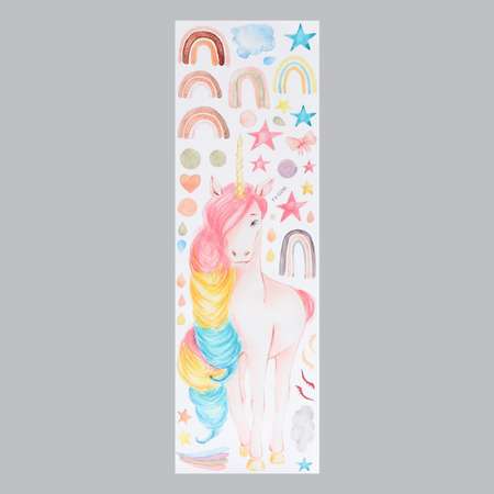 Наклейка Zabiaka пластик интерьерная цветная «Единорог с радужной гривой» 30х90 см