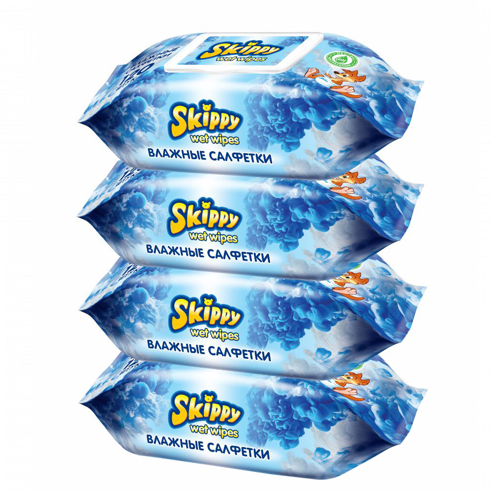 Влажные салфетки Skippy для детей 4 упаковки по 120 шт. 8030 - фото 1