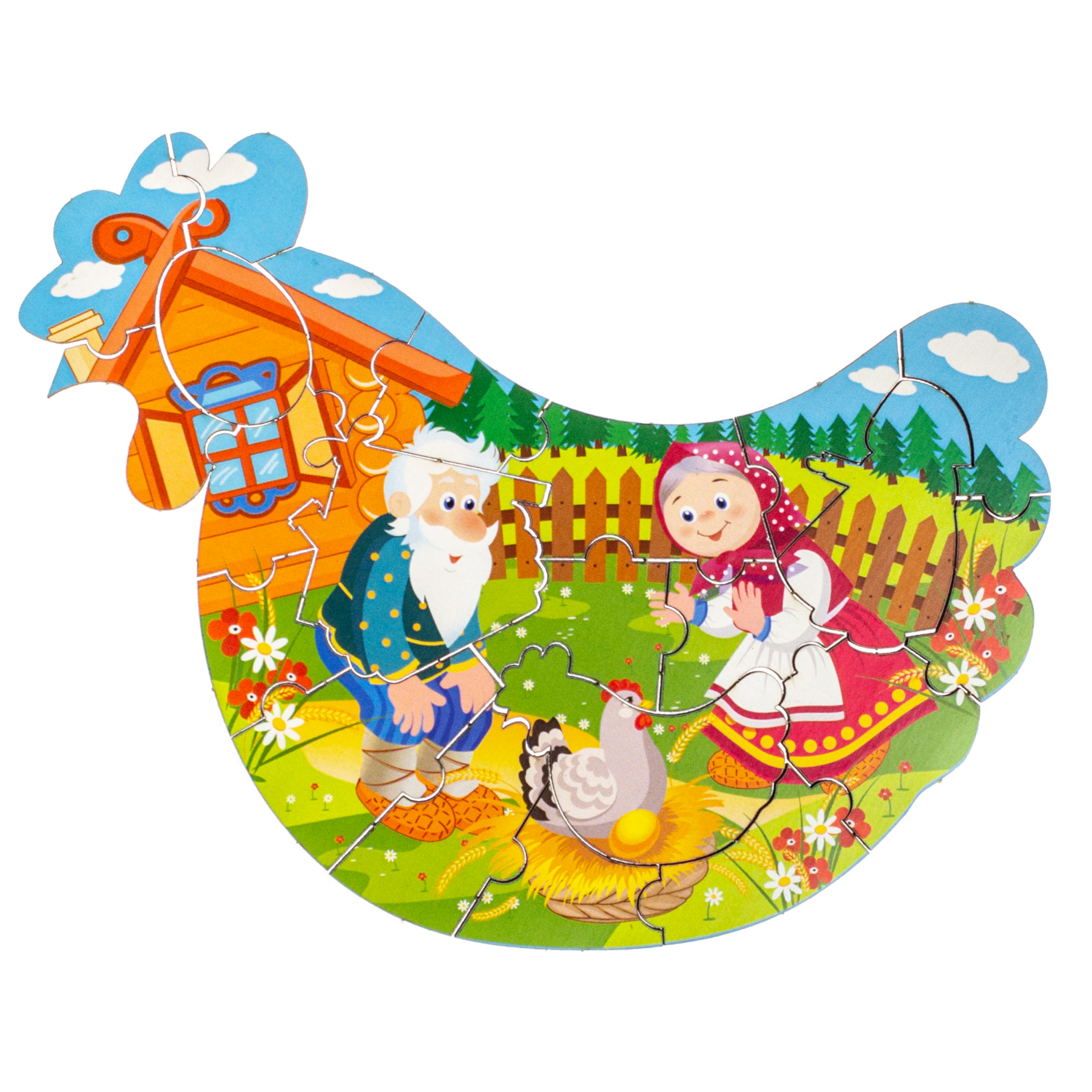 Пазл WOODLANDTOYS «Курочка Ряба» деревянный w147-208t - фото 1