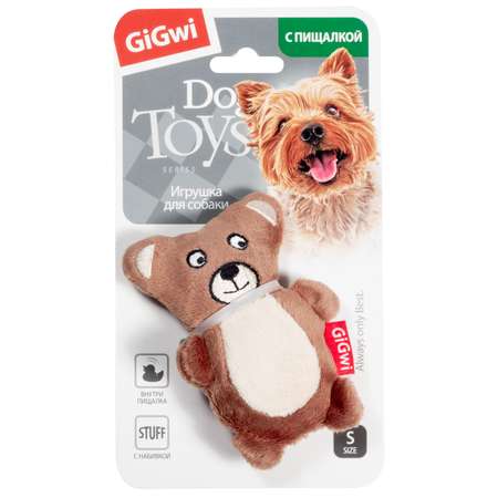 Игрушка для собак GiGwi Plush Friendz Мишка с пищалкой 9см 75023