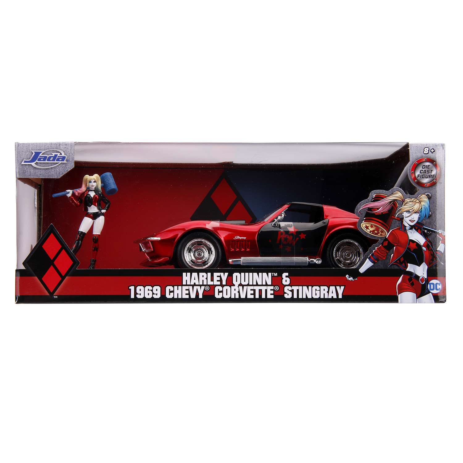 Машина Jada 1:24 Голливудские тачки Chevy Corvette Stingray 1969 +фигурка Харли Квинн 31196 31196 - фото 2