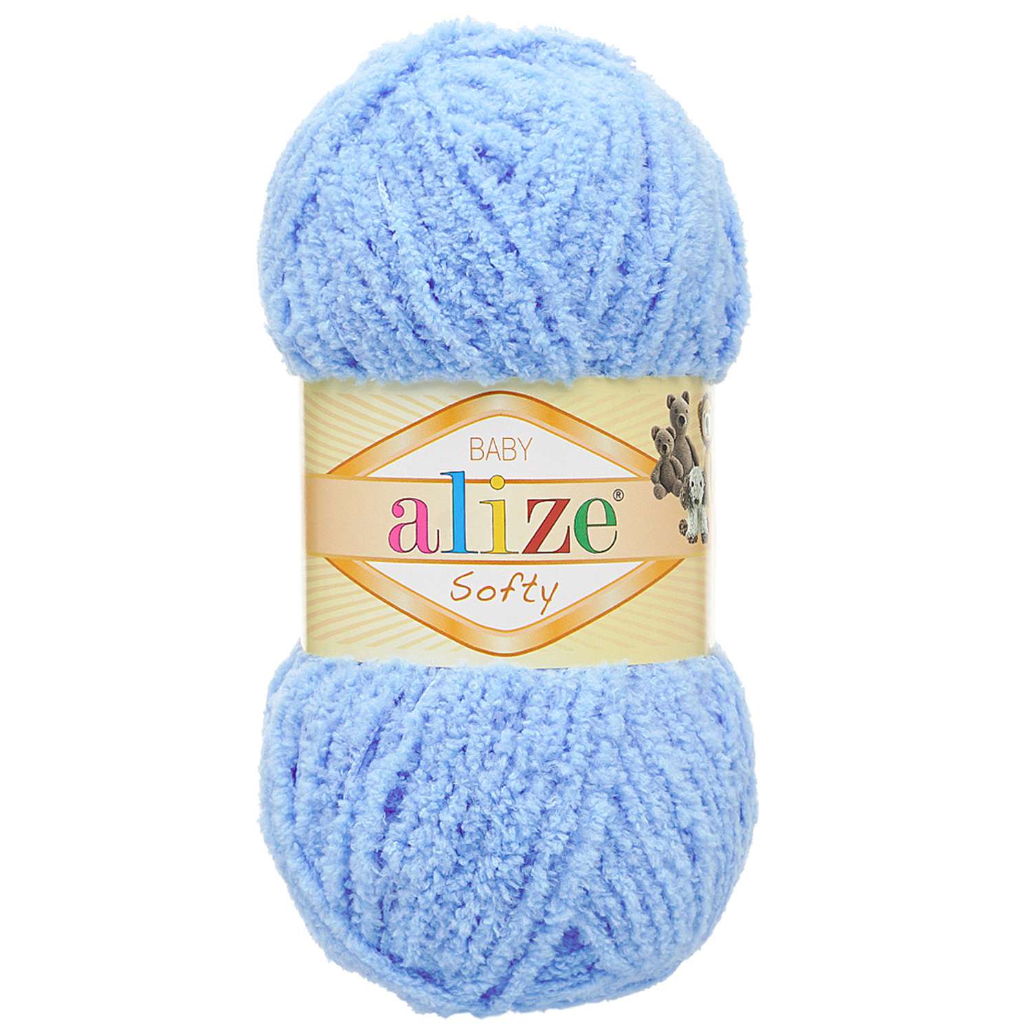 Пряжа для вязания Alize softy 50 гр 115 м микрополиэстер мягкая фантазийная 40 голубой 5 мотков - фото 6
