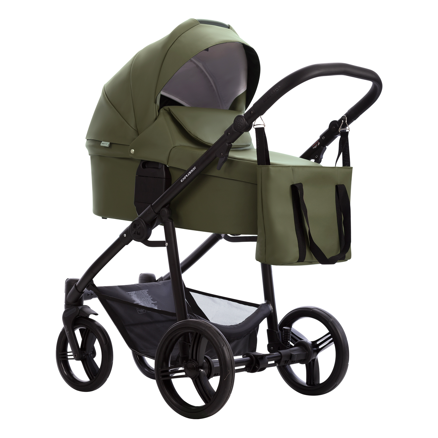 Коляска 2в1 Bebetto Explorer Air Pro экокожа шасси Черное 05 - фото 1