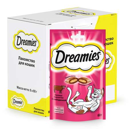 Лакомство для кошек Dreamies подушечки c говядиной 60г