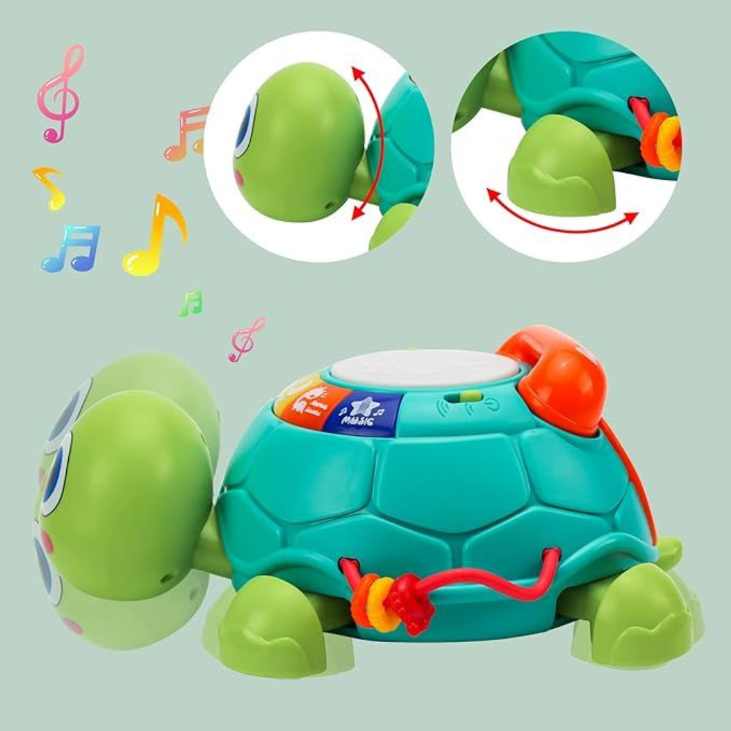 Музыкальная игрушка MagicStyle ползающая черепаха развивающий центр 6 в 1 - фото 4