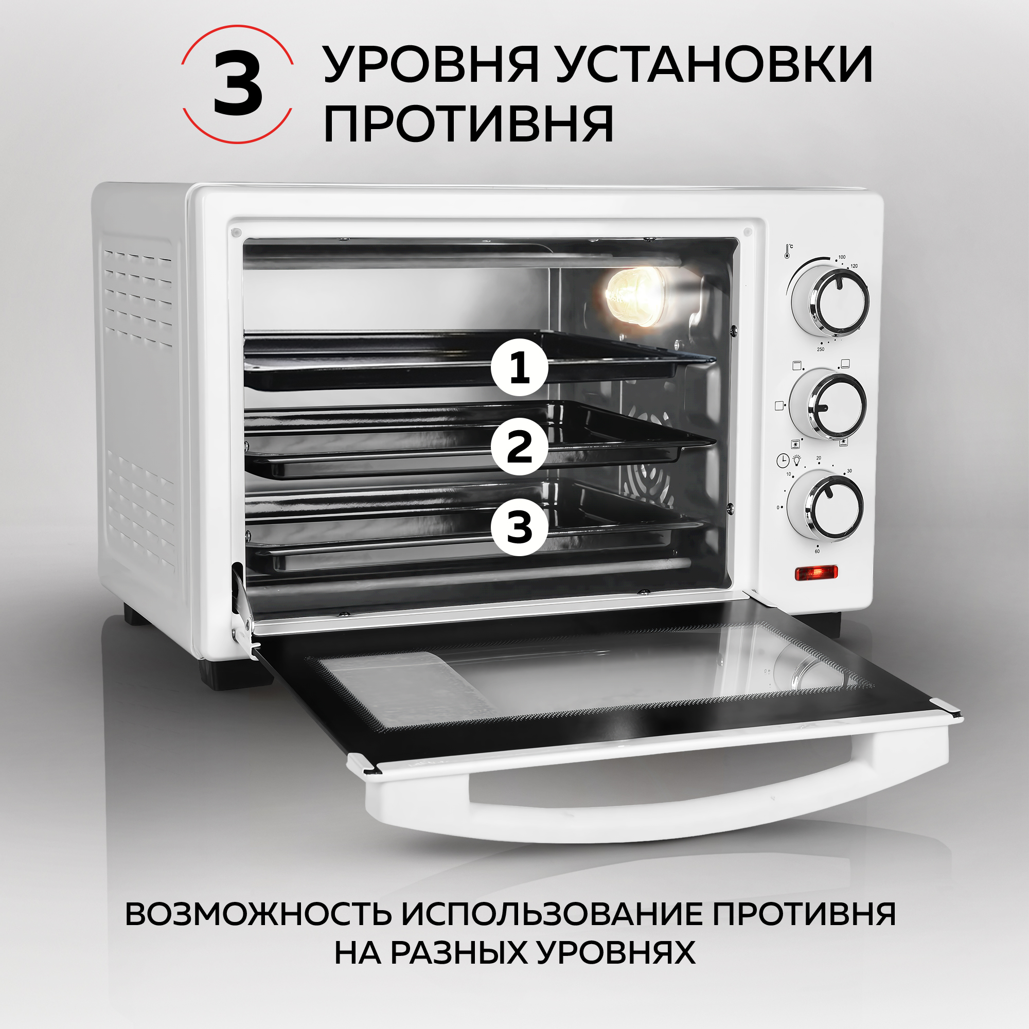 Мини-печь GFGRIL GFO-20W 20 л с конвекцией - фото 6