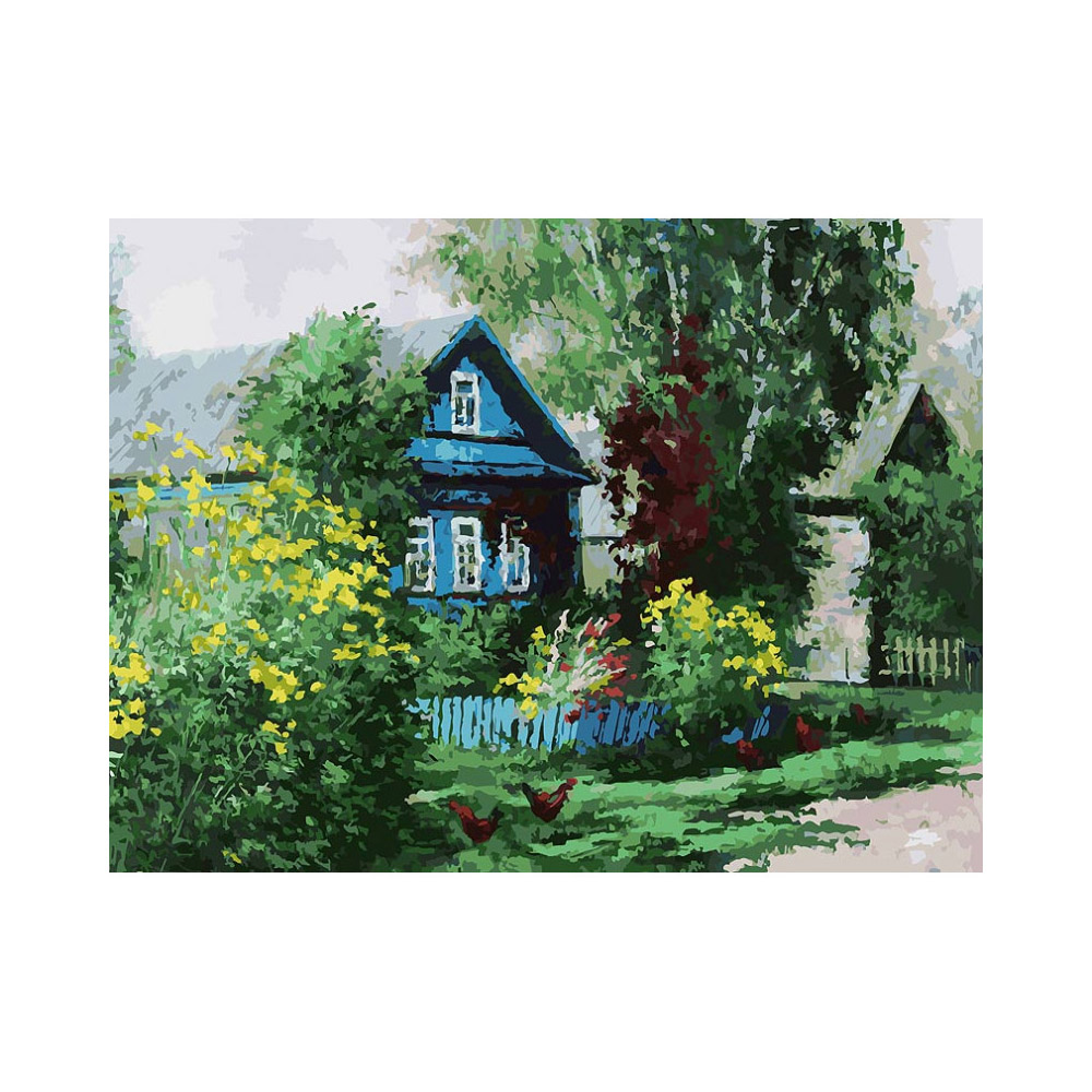 Картина по номерам на холсте Белоснежка Домик в деревне 091-AS 30х40 см. - фото 1