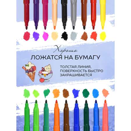 Фломастеры Lorex Stationery для рисования детские Сocktail kittens набор 18 цветов