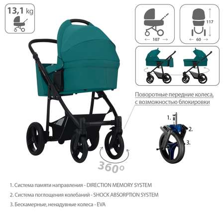 Коляска 2в1 Bebetto Explorer 06 шасси Черное