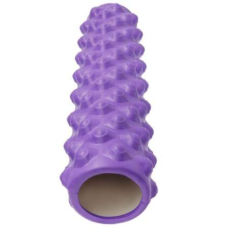 Ролик массажный STRONG BODY с шипами спортивный для фитнеса МФР йоги и пилатес 45 см х 12 см фиолетовый