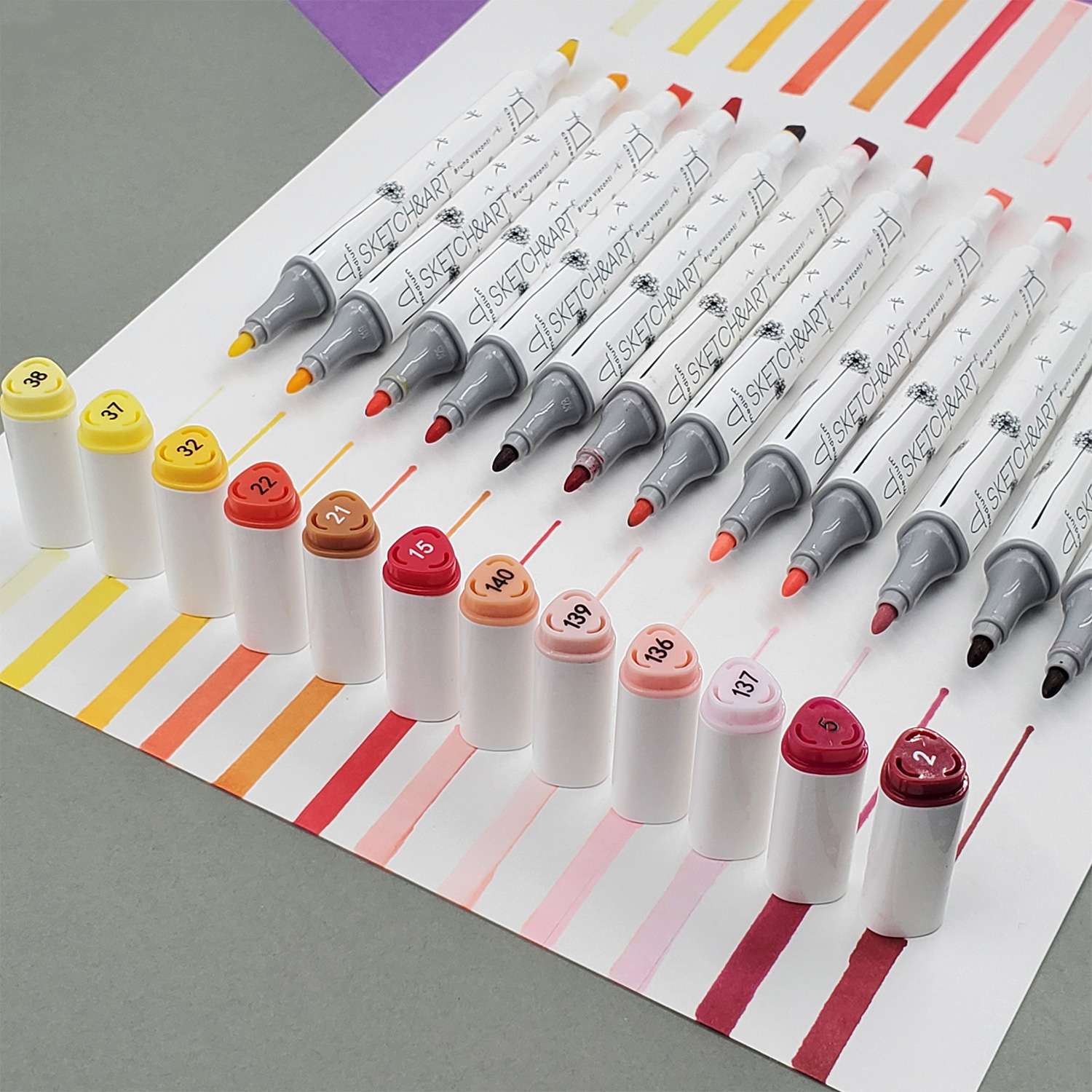 Набор скетч-маркеров Bruno Visconti Sketch Art двусторонние Мега 60 цветов в пластиковом пенале - фото 8