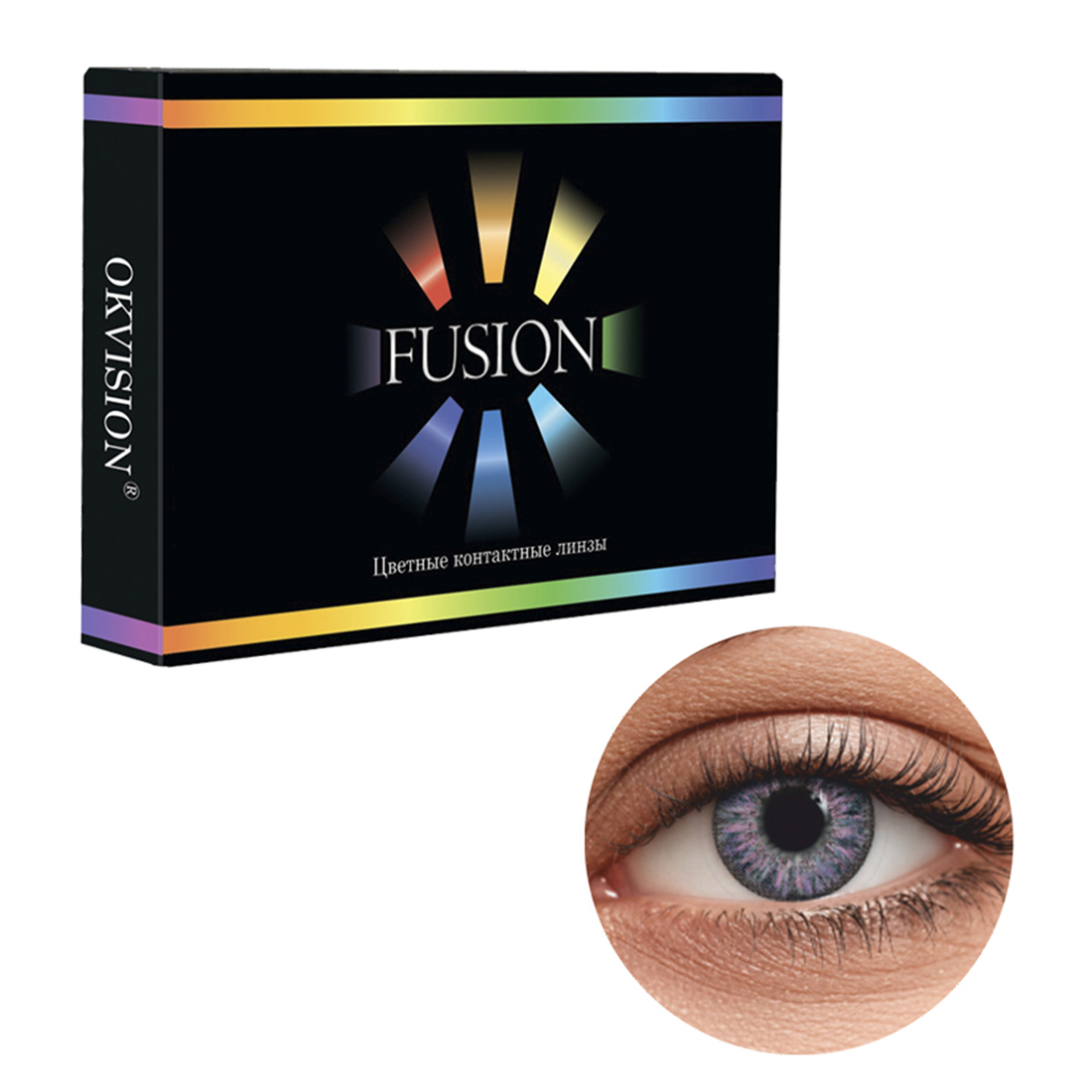 Цветные контактные линзы OKVision Fusion monthly R 8.6 -2.50 цвет Cobalt Violet 2 шт 1 месяц - фото 1