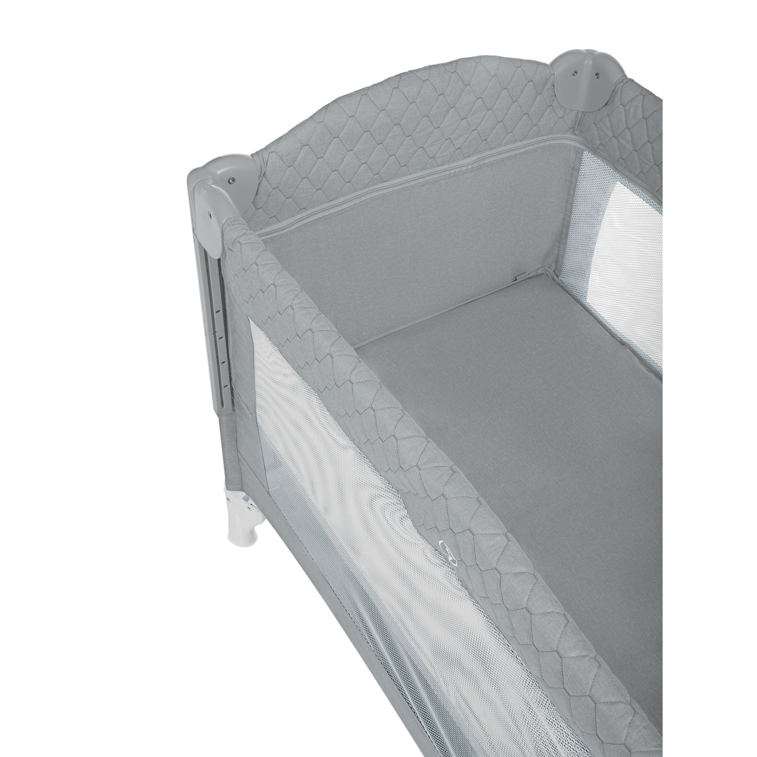 Манеж-кровать Indigo Bon-Bon лен приставной 2 уровня светло-серый 4657792384793 - фото 17
