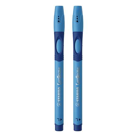 Ручка шариковая масляная STABILO LeftRight для левшей для обучения письму F синяя / корпус синий 2штуки в пакете