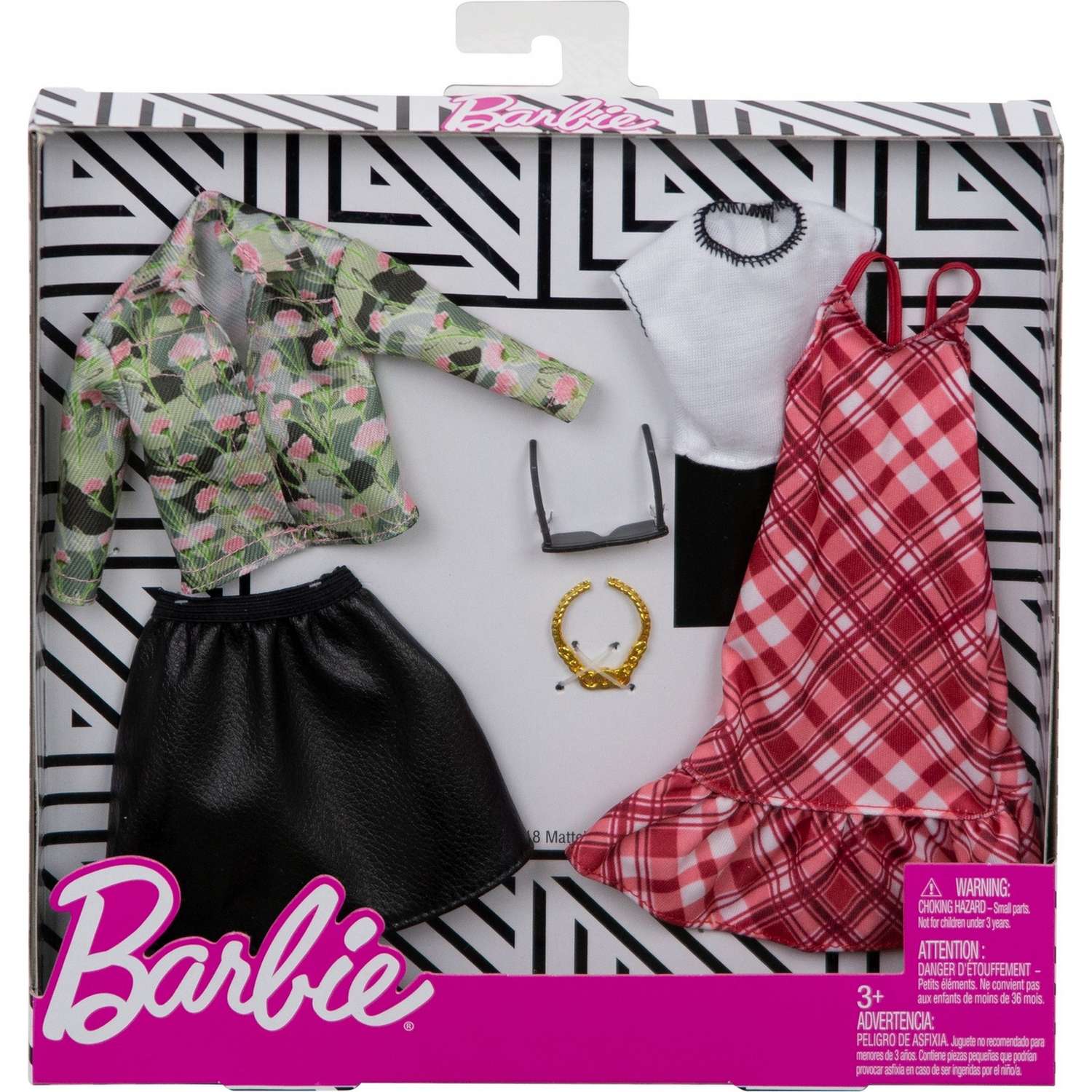 Одежда Barbie Универсальный наряд 2 комплекта Клетка и камуфляж FXJ60 FKT27 - фото 2
