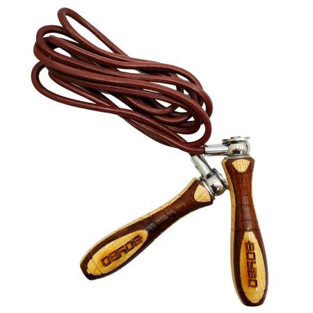 Скакалка BoyBo шнур-кожа деревянные ручки