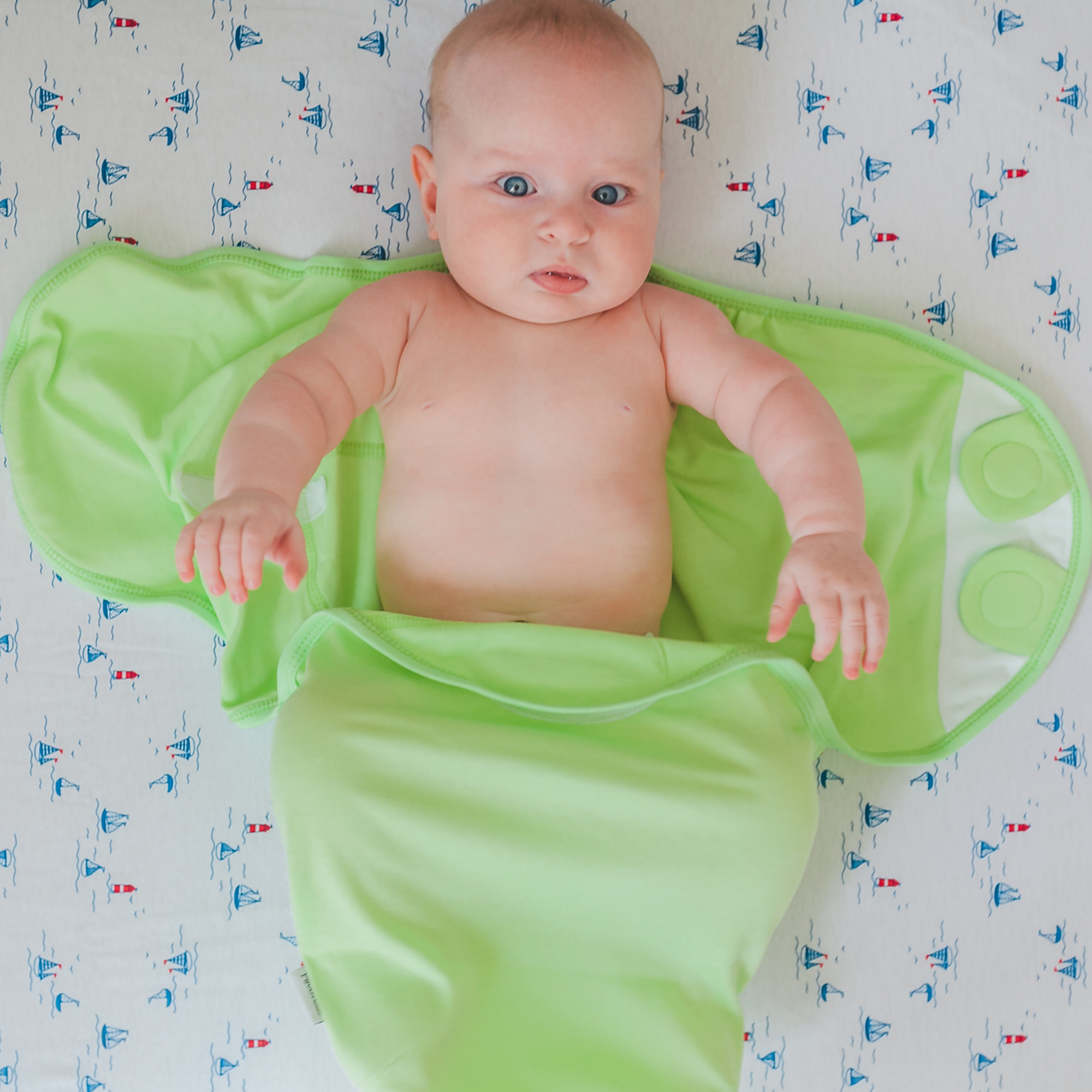 Пеленка Pecorella SwaddleFun на липучках L 4.5-8.5кг Light Green - фото 8