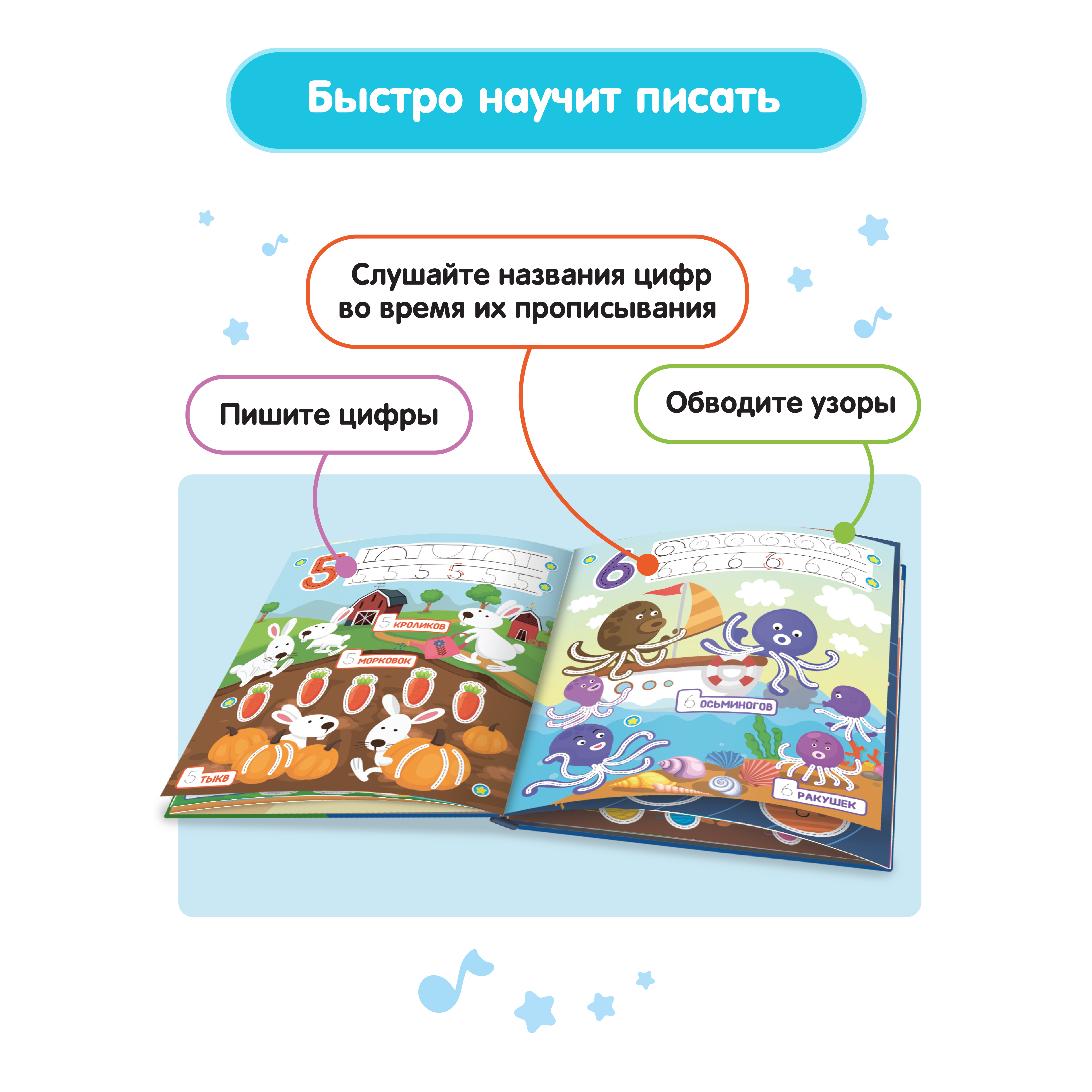 Большой комплект BertToys ручка-тренажер Говоручка + две интерактивные книги - фото 3