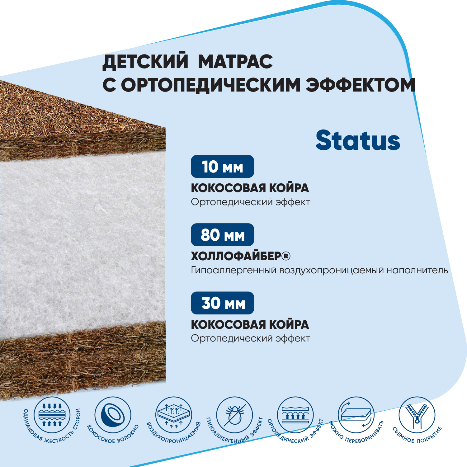 Матрац в кроватку Baby Elite Status 60*120*13 SS-1 - фото 4