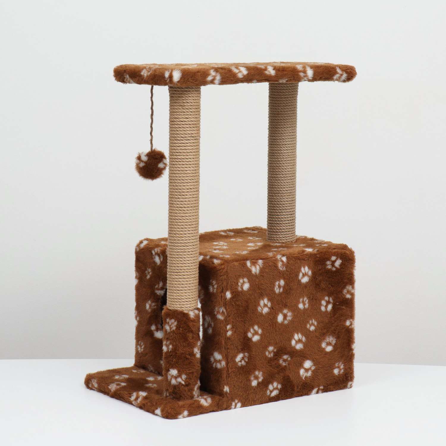 Домик-когтеточка Пижон «Квадратный двухэтажный с двумя окошками» 50х36х75 см джут коричневая - фото 4