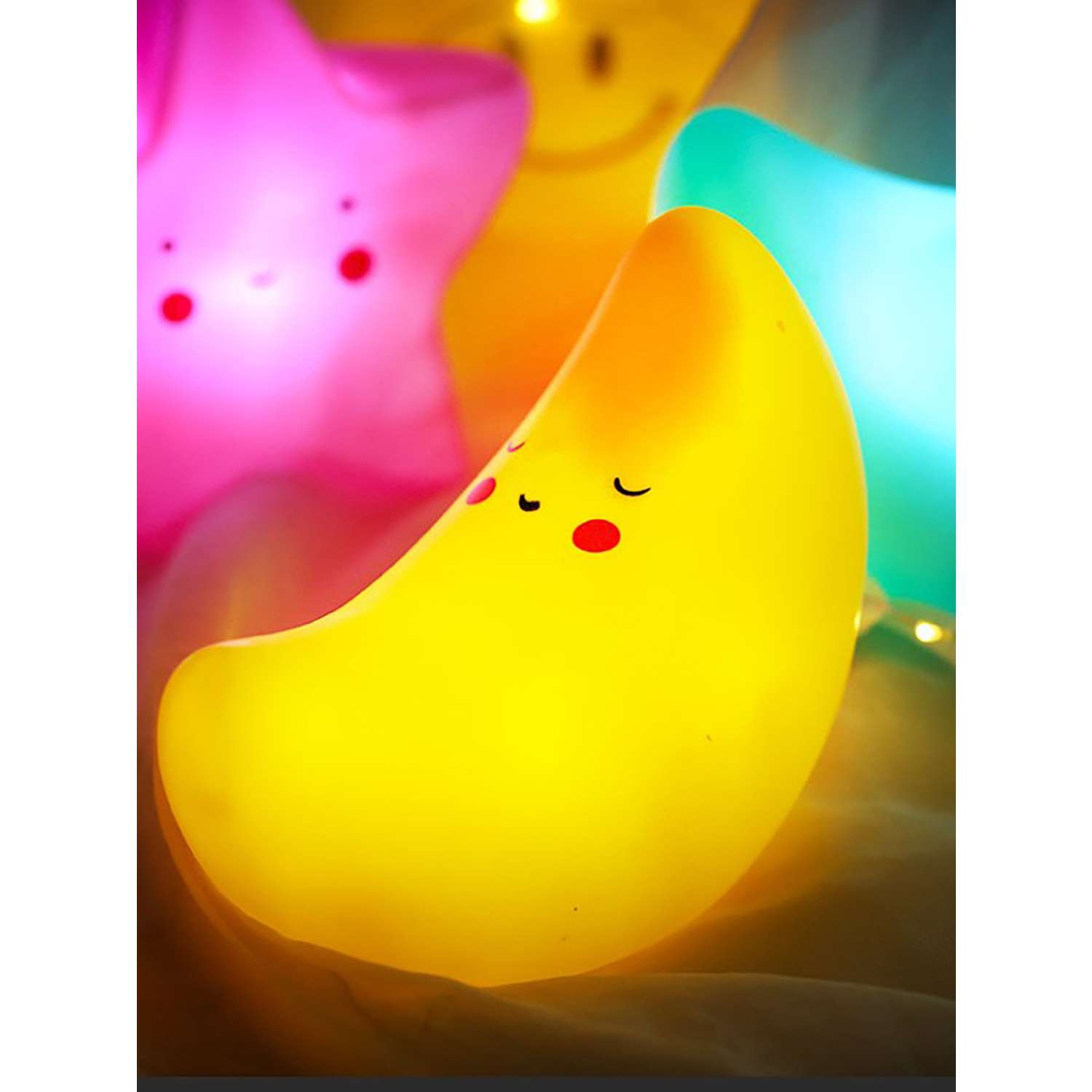 Лампа настольная светодиодная LATS ночник детский месяц желтый - фото 7