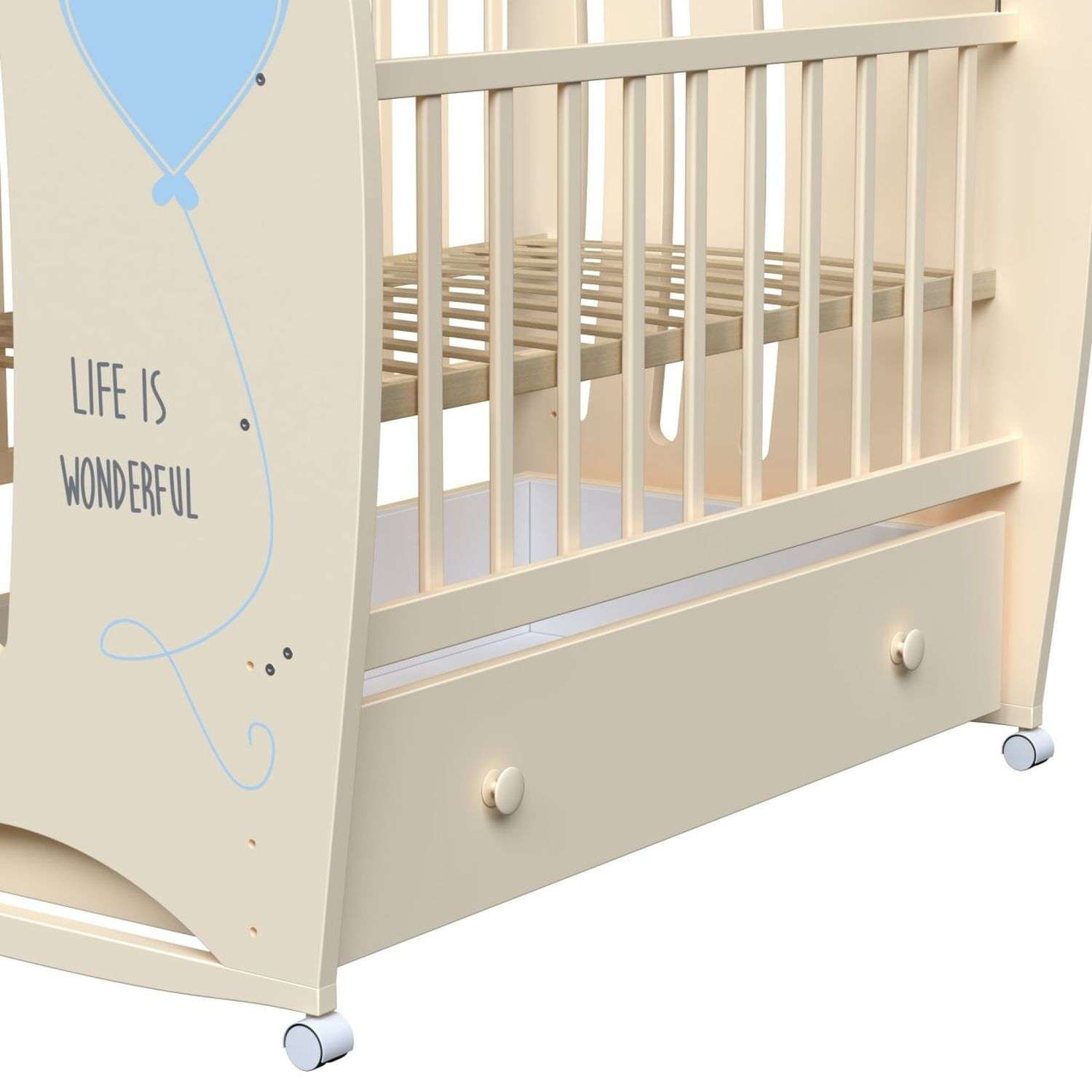 Детская кроватка ВДК Wonderful прямоугольная, продольный маятник (слоновая кость) - фото 2