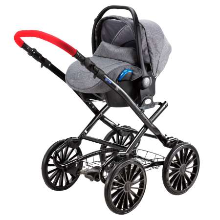 Коляска 3в1 BeBe-mobile Ines Standart R2 Серый+Белая кожа+Красная кожаная отделка