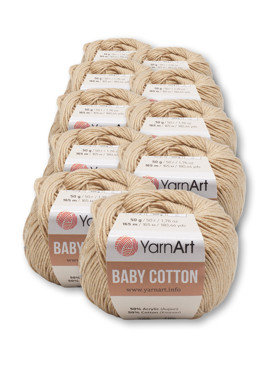 Пряжа для вязания YarnArt Baby Cotton 50гр 165 м хлопок акрил детская 10 мотков 405 светло-карамельный - фото 3