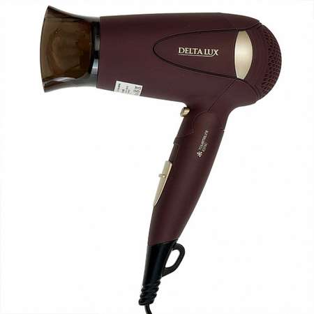 Фен для волос Delta Lux DL-0936 Складная ручка 1400 Вт Ионизация Холодный воздух коричневый с золотым