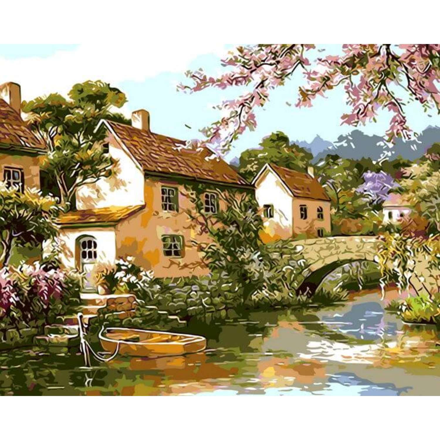 Картина по номерам Цветной Двухэтажные домики у реки 40x50 см - фото 1