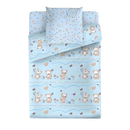 Комплект постельного белья Маленькая соня Мишки Голубой 3 предмета м100.05.04