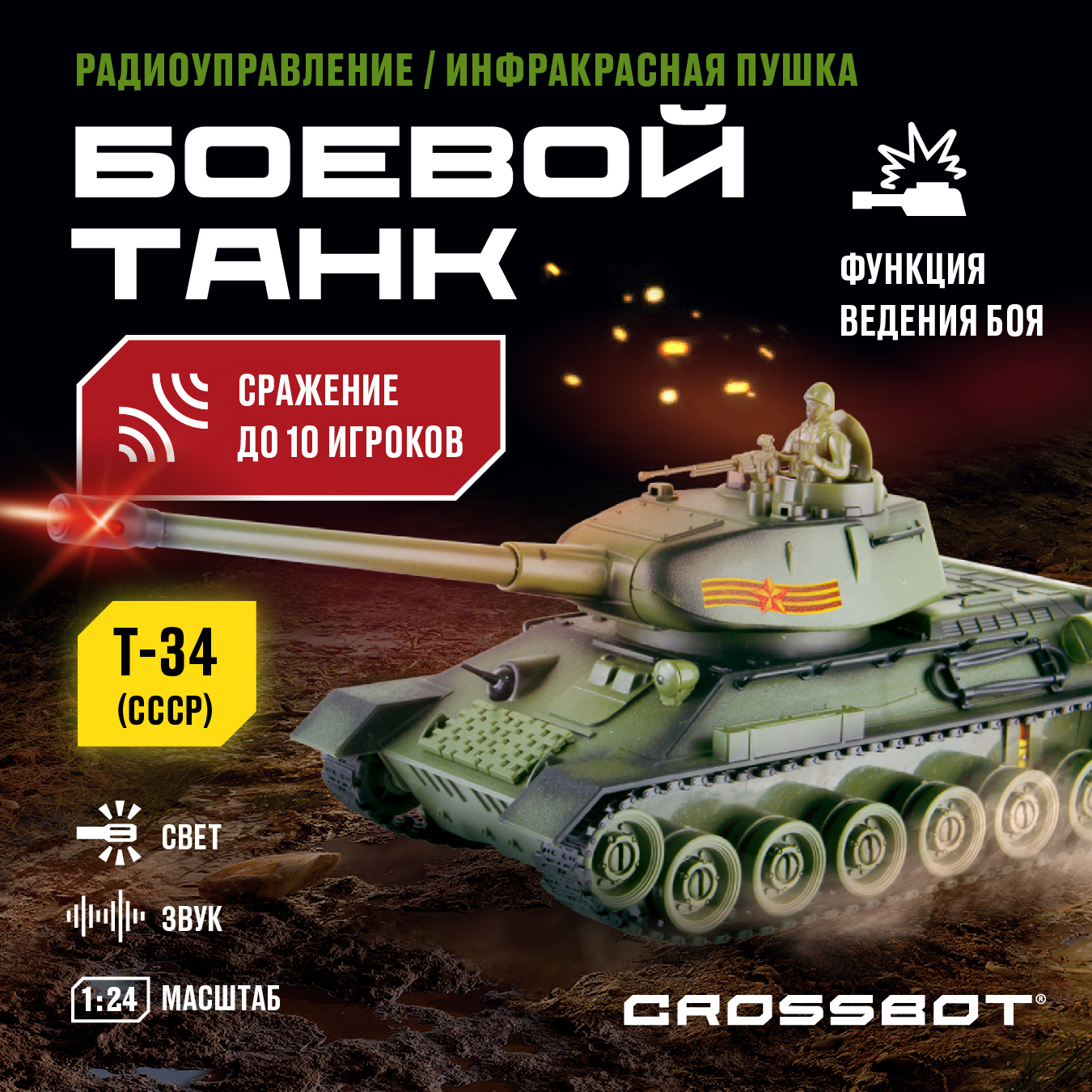 Машина на пульте управления CROSSBOT танк радиоуправляемый Abrams M1A2  (США) 1:24