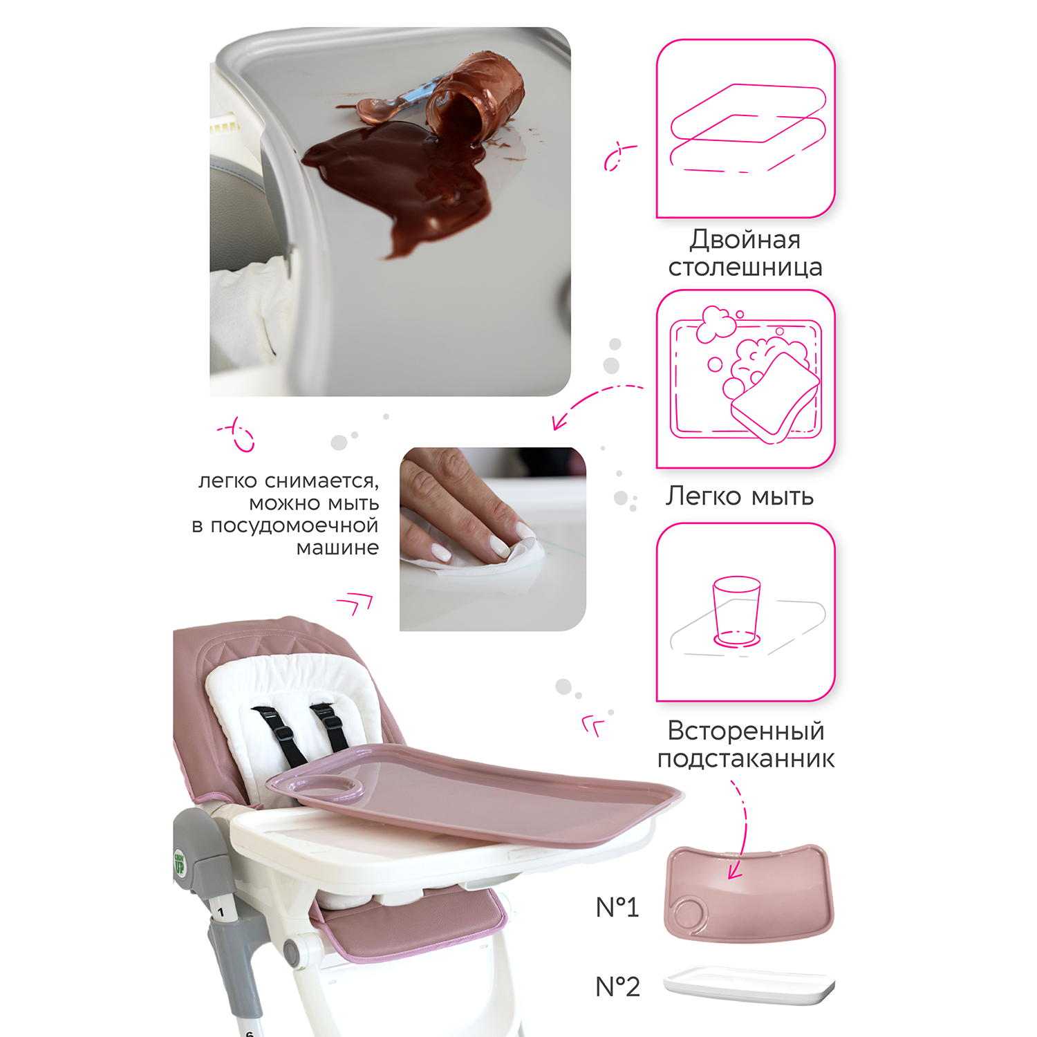 Стульчик для кормления Grow n Up Baby High Chair - фото 9