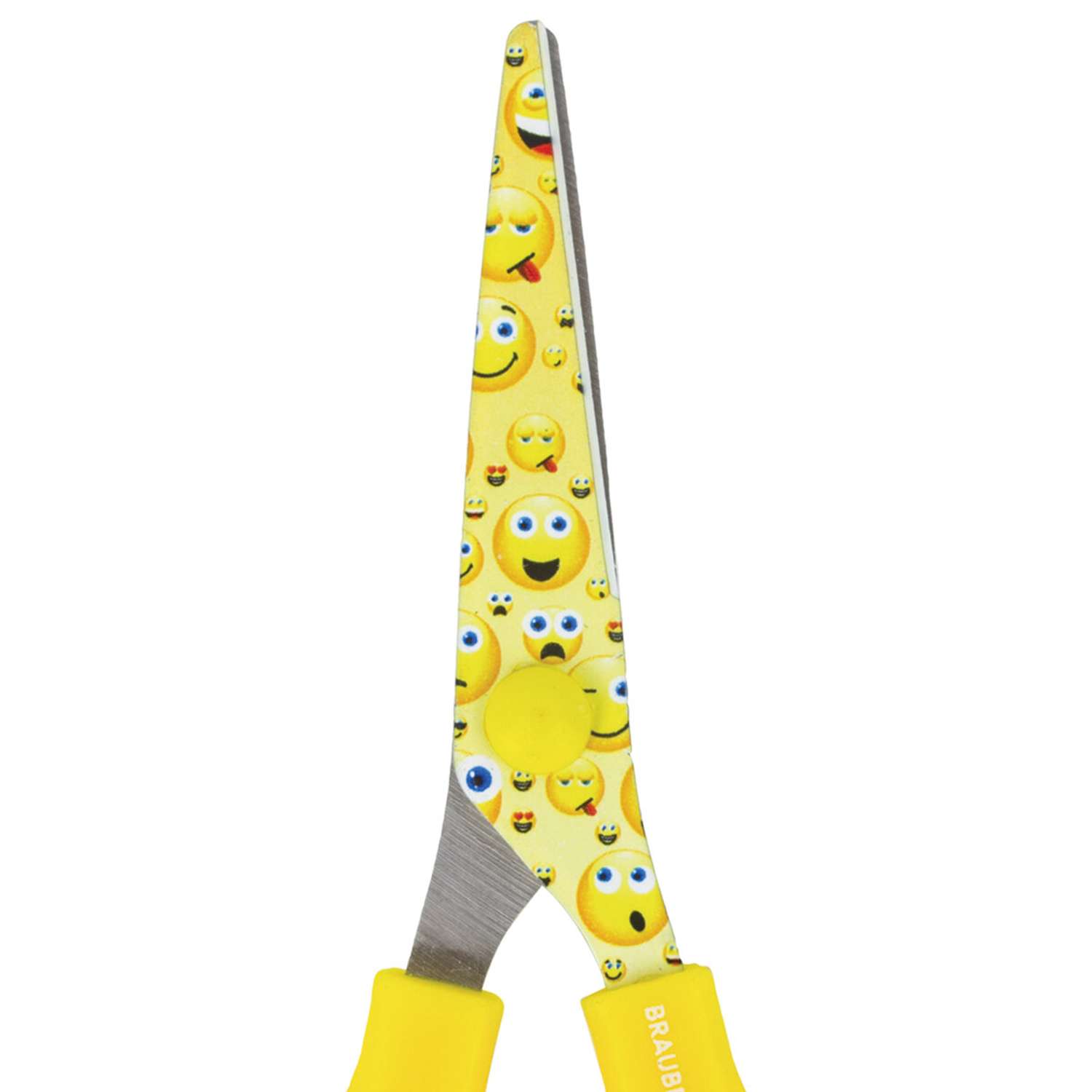 Ножницы Brauberg Kid Series 130мм с цветной печатью Смайлики желто-белые - фото 4