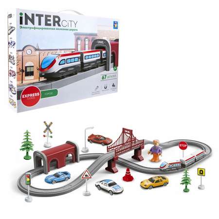 Игровой набор 1TOY InterCity Express Железная дорога Город 67 деталей