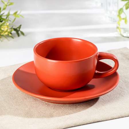Чайная пара Доляна Английский завтрак чашка 220 мл блюдце цвет красный