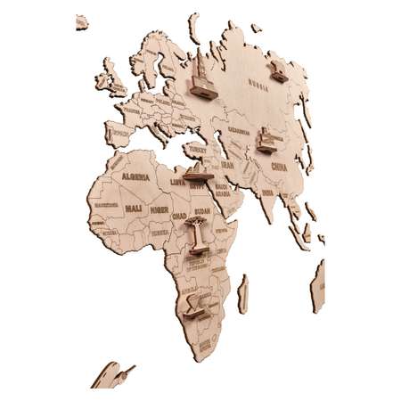 Модель сборная Wood Trick Карта мира L механическая 64 элемента 1234-L