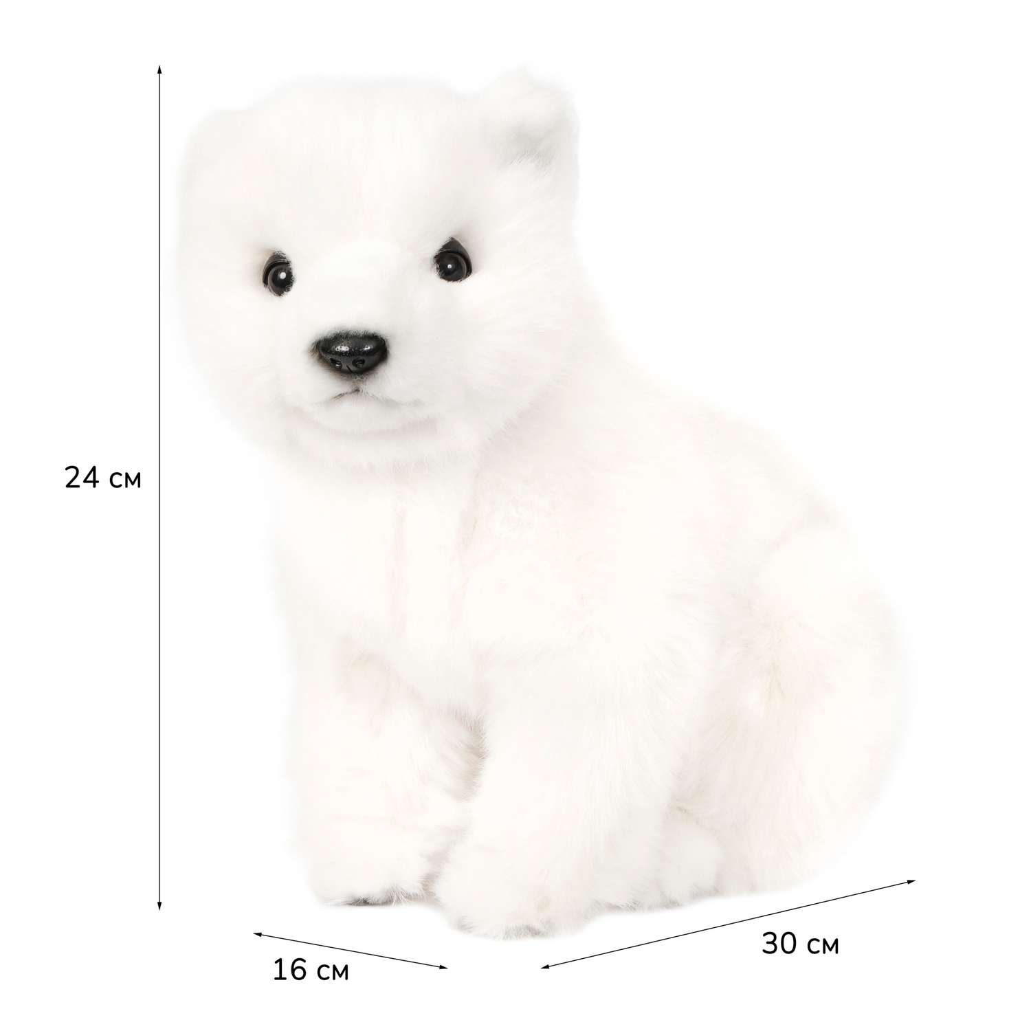 Реалистичная мягкая игрушка Hansa Медвежонок белый 24 см - фото 4