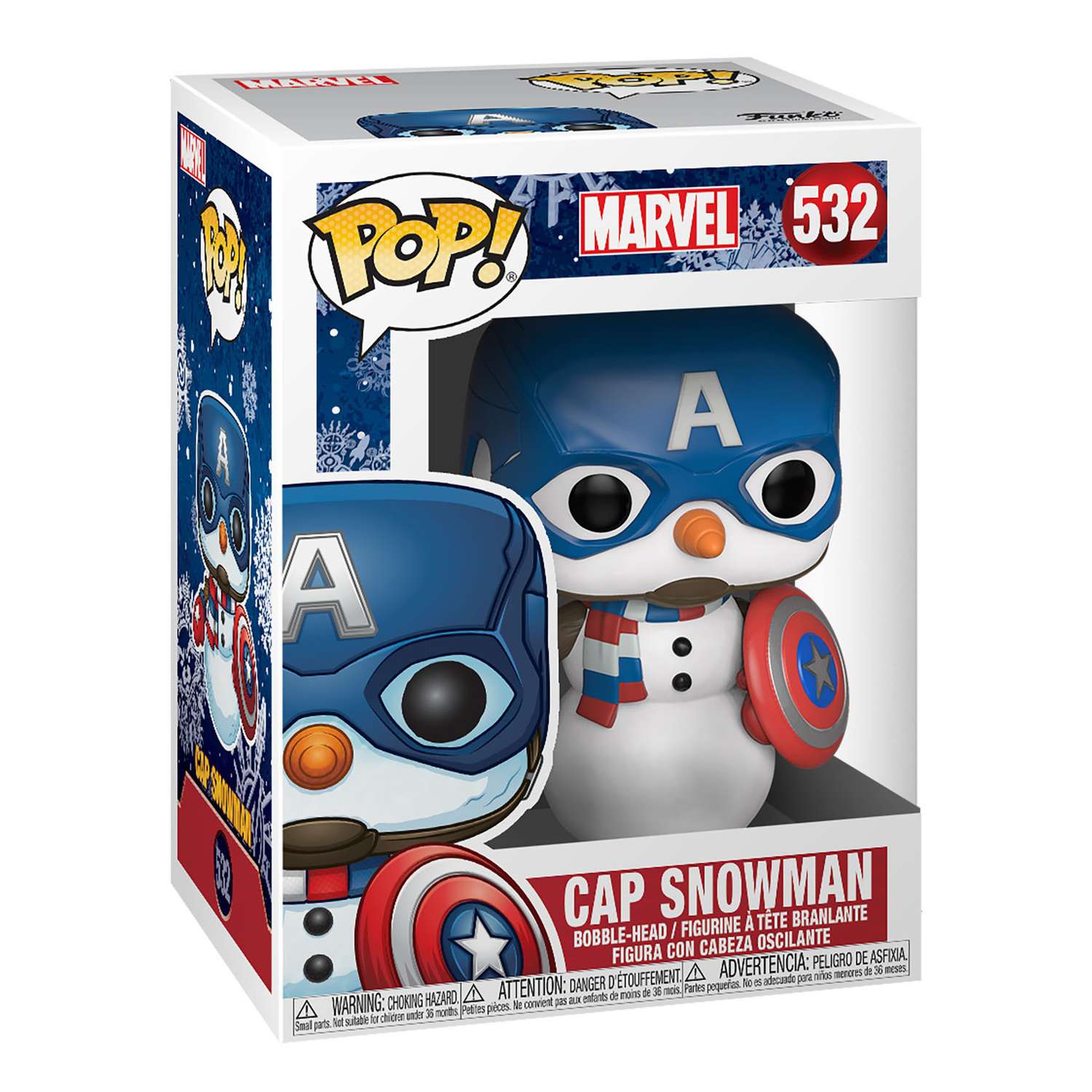 Игрушка Funko Pop Bobble Marvel holiday Cap America Fun2503 - фото 2