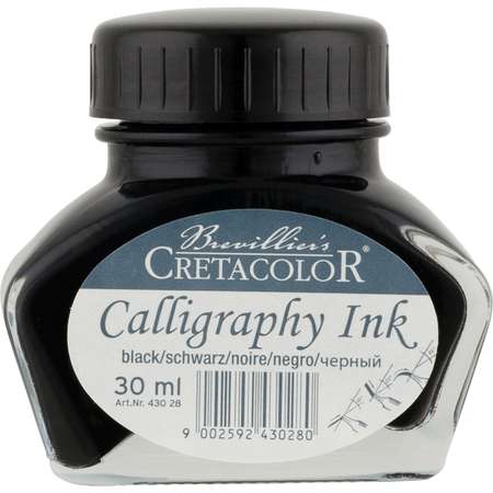 Чернила для каллиграфии CRETACOLOR Черные 30 мл в стеклянной бутылке