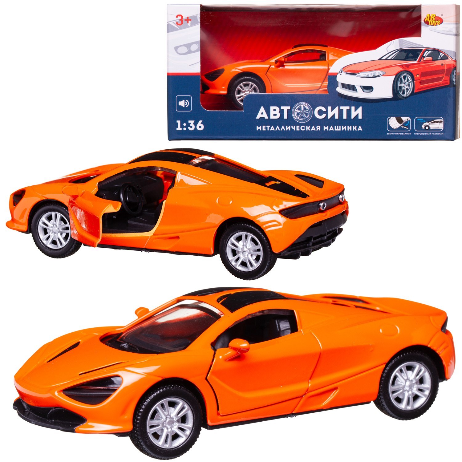 Автомобиль Abtoys АвтоСити 1:36 оранжевый C-00522/оранжевая - фото 1