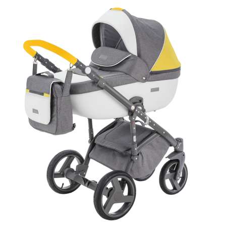 Коляска 2в1 BeBe-mobile Ravenna Sport V105 Темно-серый+Белая кожа+Желтая кожаная отделка