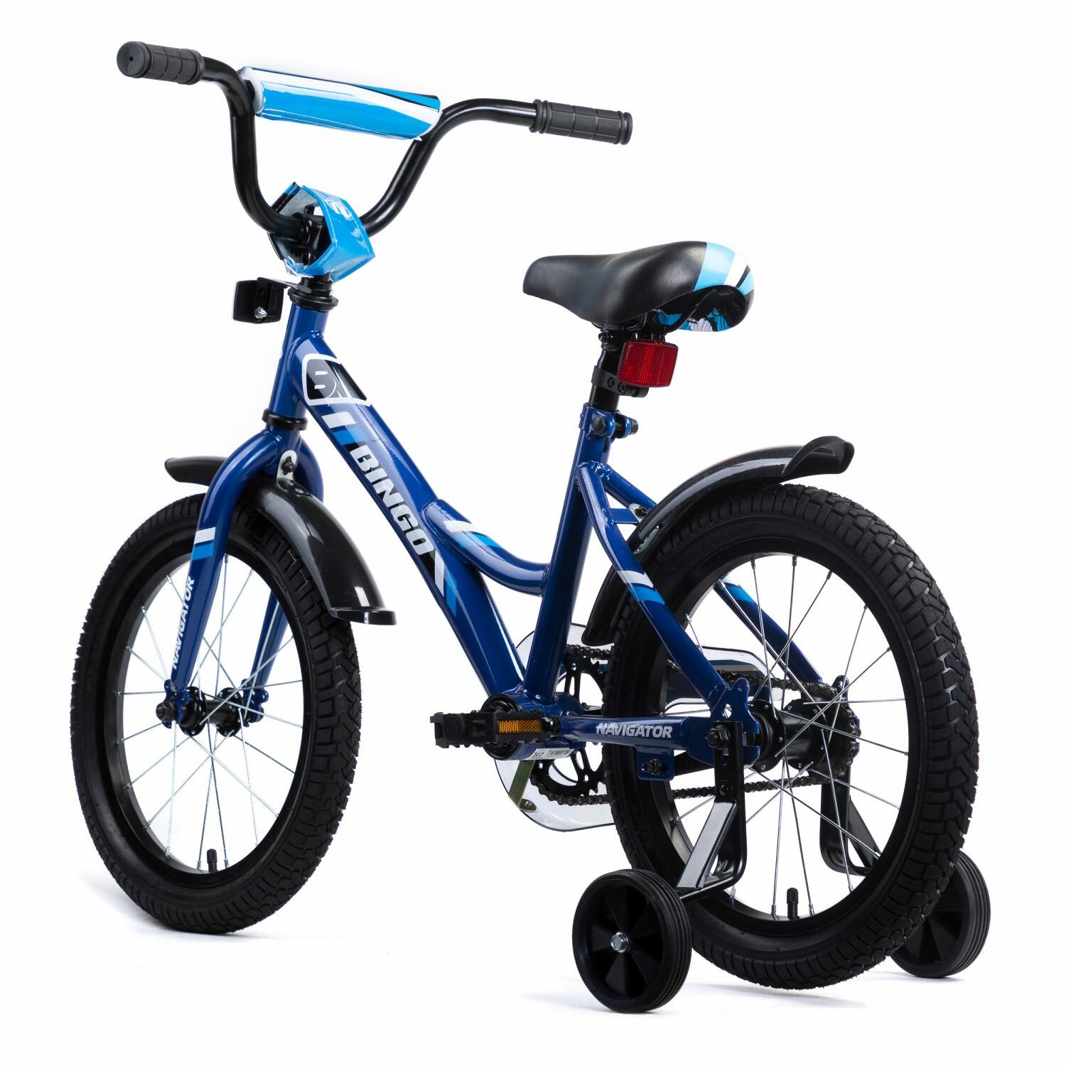 Велосипед детский Navigator Bingo 16 дюймов четырехколесный двухколесный городской синий - фото 12