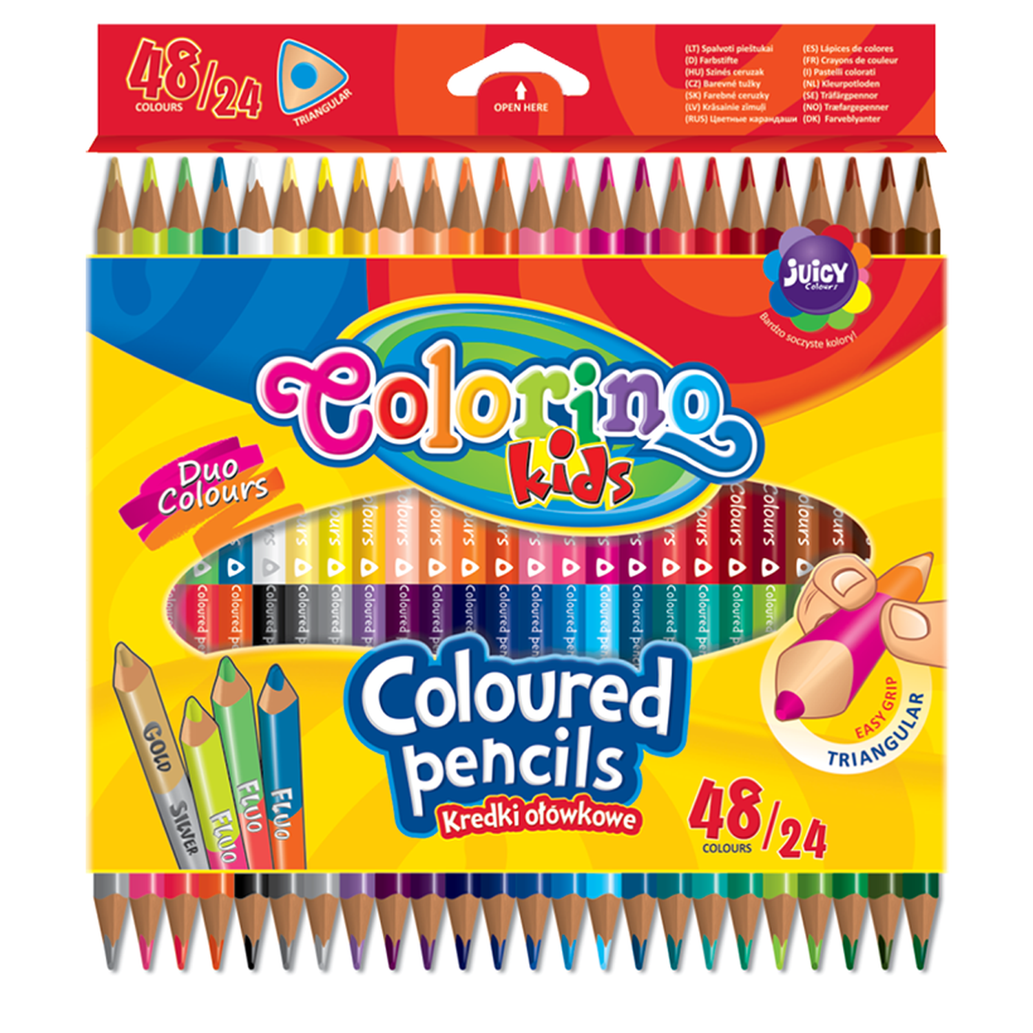 Цветные карандаши COLORINO Kids Треугольные двухсторонние 48 цветов 24 карандаша - фото 1